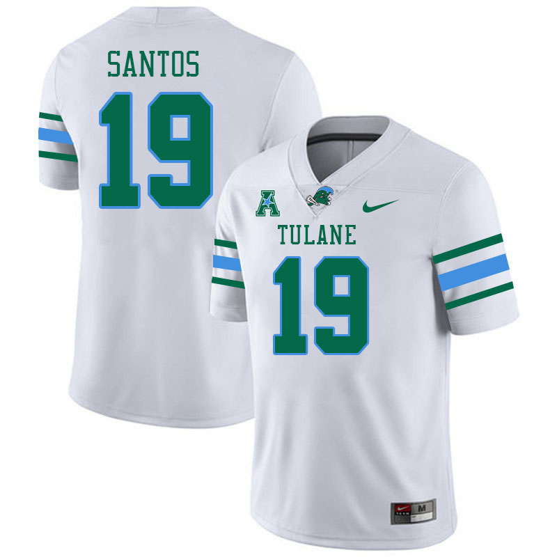 Tulane Green Wave #19 Cairo Santos College Football Jerseys Stitched Sale-White